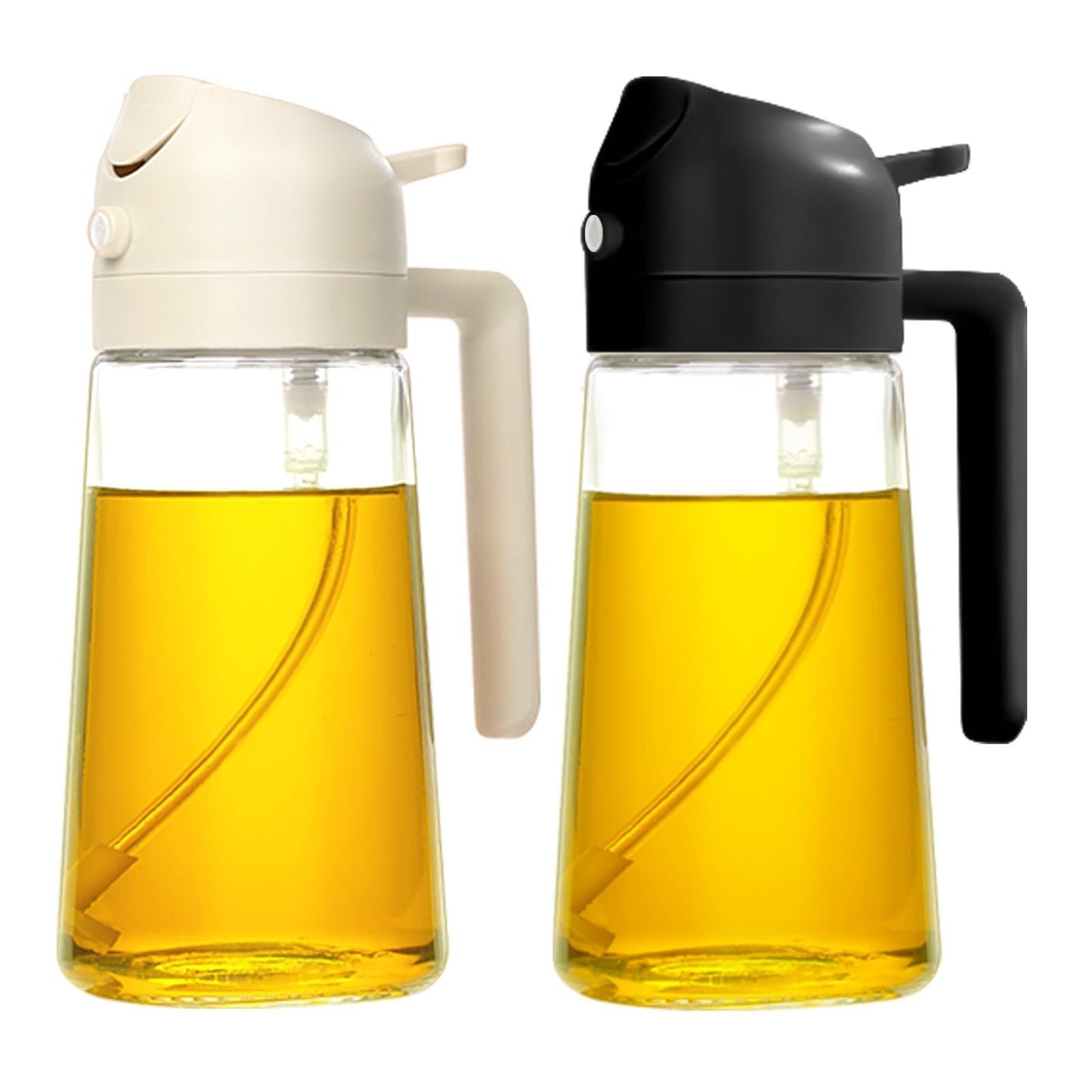 YARRAMATE 2 w 1 rozpylacz oleju jadalnego, butelka z rozpylaczem 470 ml, nadaje się do kontaktu z żywnością, spray na olej do gotowania, wysokiej jakości oleju do kuchni(biały)