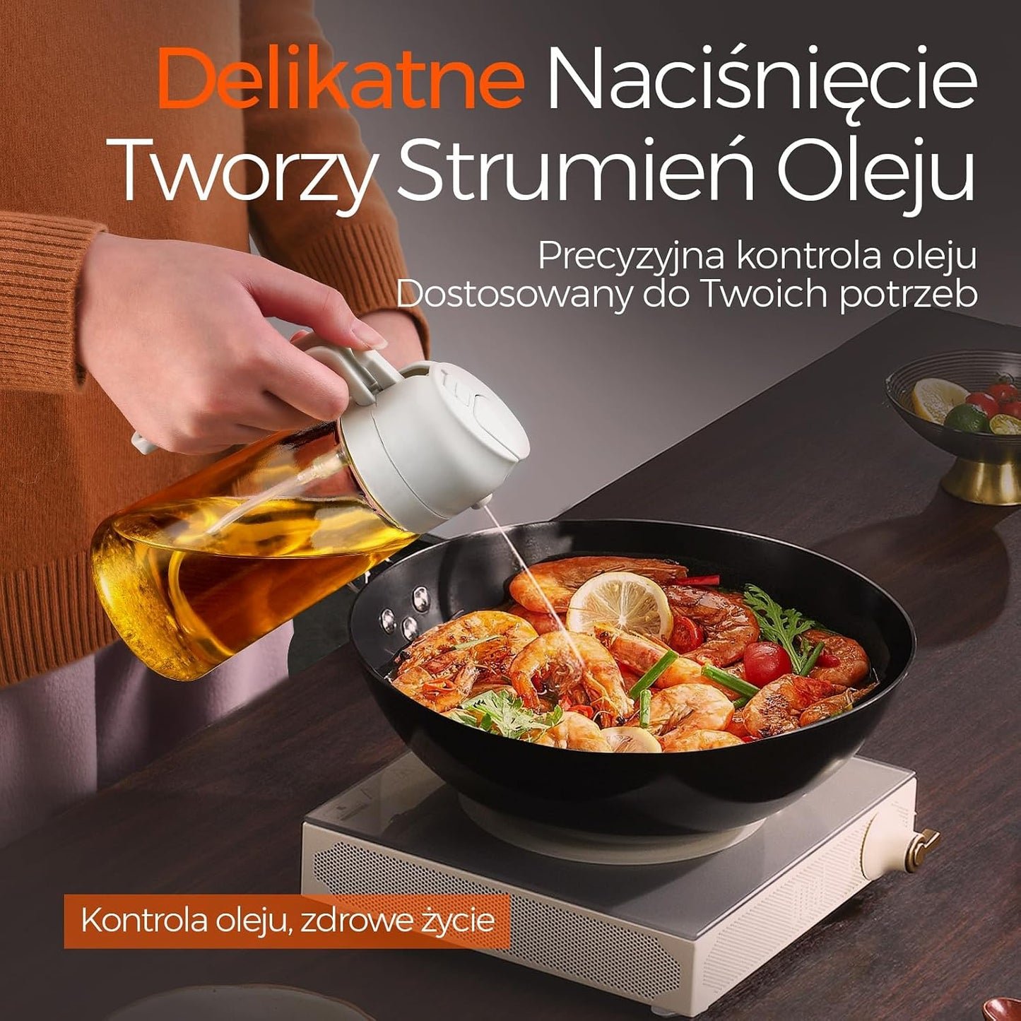 YARRAMATE 2 w 1 rozpylacz oleju jadalnego, butelka z rozpylaczem 470 ml, nadaje się do kontaktu z żywnością, spray na olej do gotowania, wysokiej jakości oleju do kuchni(biały)